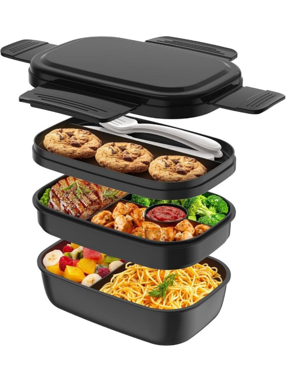 Versatile Bento Box for Adults - 8 Compartment Lunch Container, Microwave